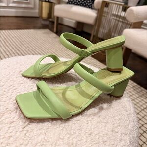 SCHUTZ Light Green Block Heel Sandals